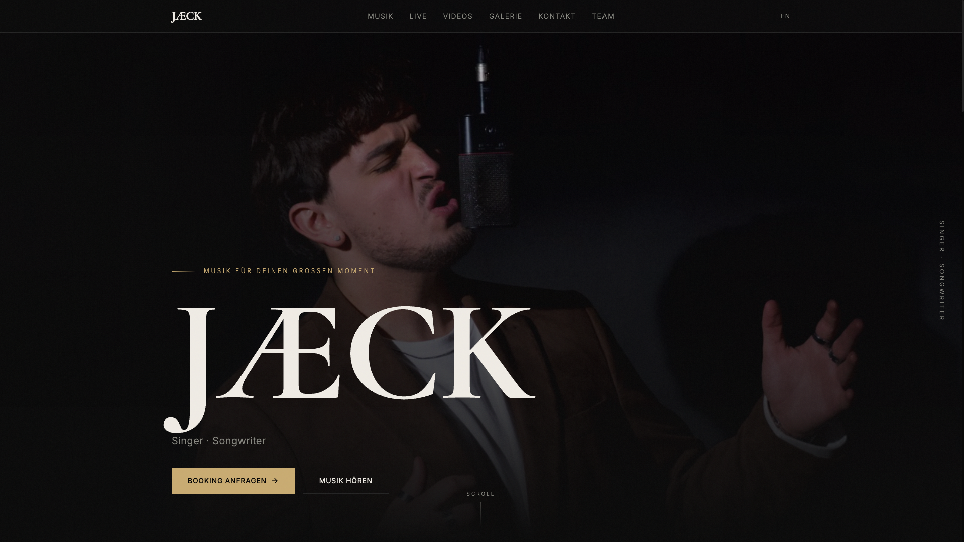 Screenshot der Website jaeckmusic.com – ein von DonauCode Vienna realisiertes Musikprojekt